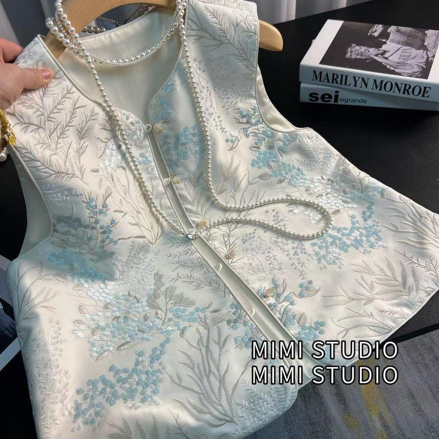 

Vest women s short vest 2025 new spring high-end embroidery small vest 3XL (recommended 138-75kg)