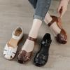 Mode Rindsleder Sommer Keilabsatz Sandalen Damen Echtes Leder Rutschfest Dicke Sohle Schuhe Mittelalterliche Ältere Mütter Weiche Sohle Schuhe