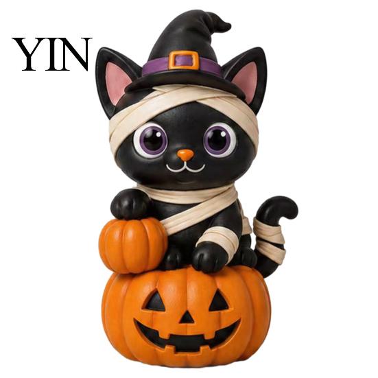 Wooden Wizard Doll Vintage Halloween Figurine, Rustic Witch Zombie Cat Owl Frog Tabletop Table Decor Ornament, Farmhouse Tiered Tray Decoration