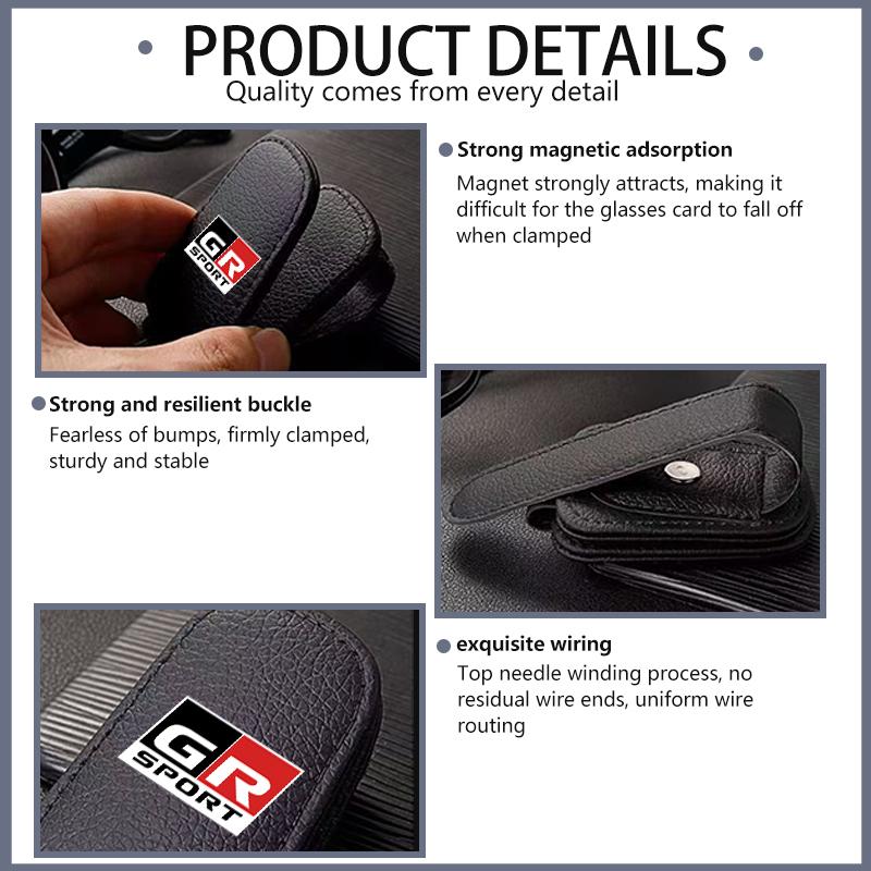 For Toyota Car Leather Glasses Clips Sun Visor Sunglasses CJWH7 Storage Fastener Gazoo Racing TRD Corolla Yaris Chr Auris Rav4 Prado