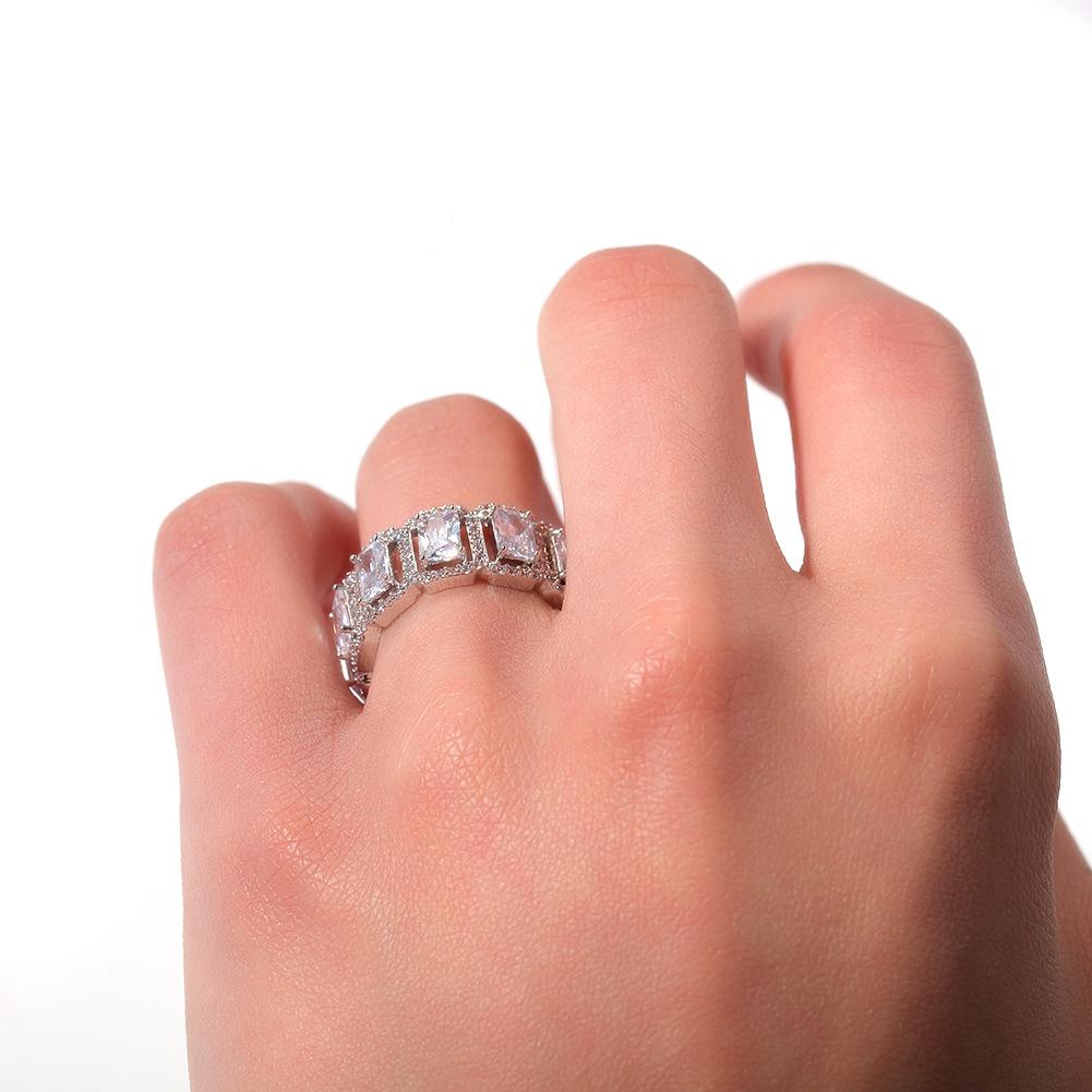 Hip Hop INS Wind Ring Personality Hollow Cube Zircon Index Finger Ring Tail Ring