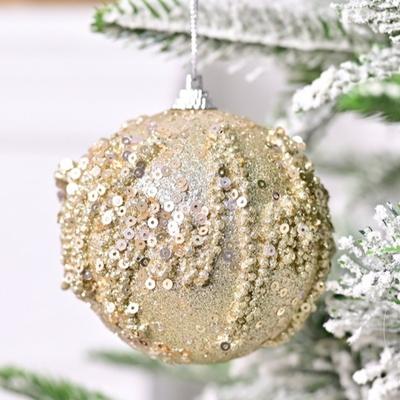8cm Christmas Hanging Balls Foam Shatterproof Christmas Spheres Pendant Champagne Christmas Tree Ornaments Festive Party Decor