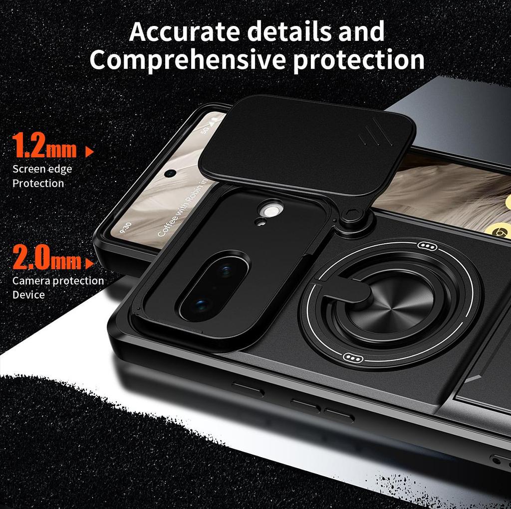 Slide Camera Cover for Google Pixel 7 Case With Built-in Ring Stand and Folding Stand