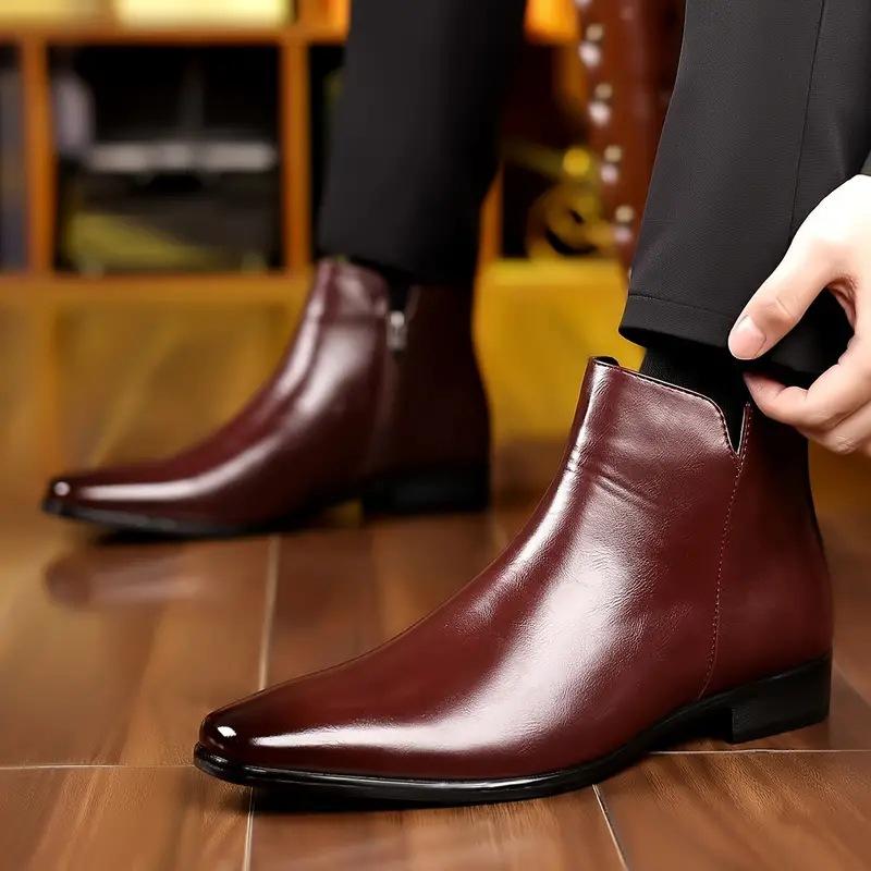 

Мужская модная однотонная деловая деловая обувь 38 вино красного