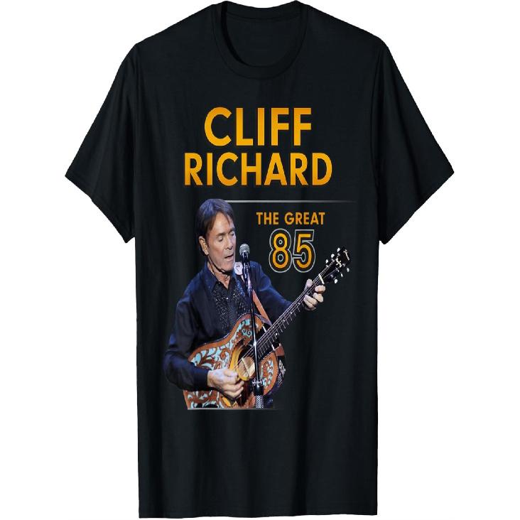 Men & Unisex Retro Cliff Richard The Great 85 T-Shirt - Iconic Iconic Print Short-Sleeve Crew Neck Tee, Slight Stretch Fabric Suitable for All S