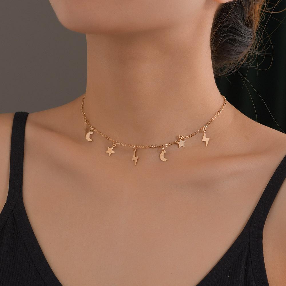 Personalisierter Scheiben-Liebesanhänger, mehrlagige Damen-Halskette Schlüsselbeinkette