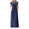 Women  Casual Pockets Short Sleeve Floor Length Dress Loose Party Dress