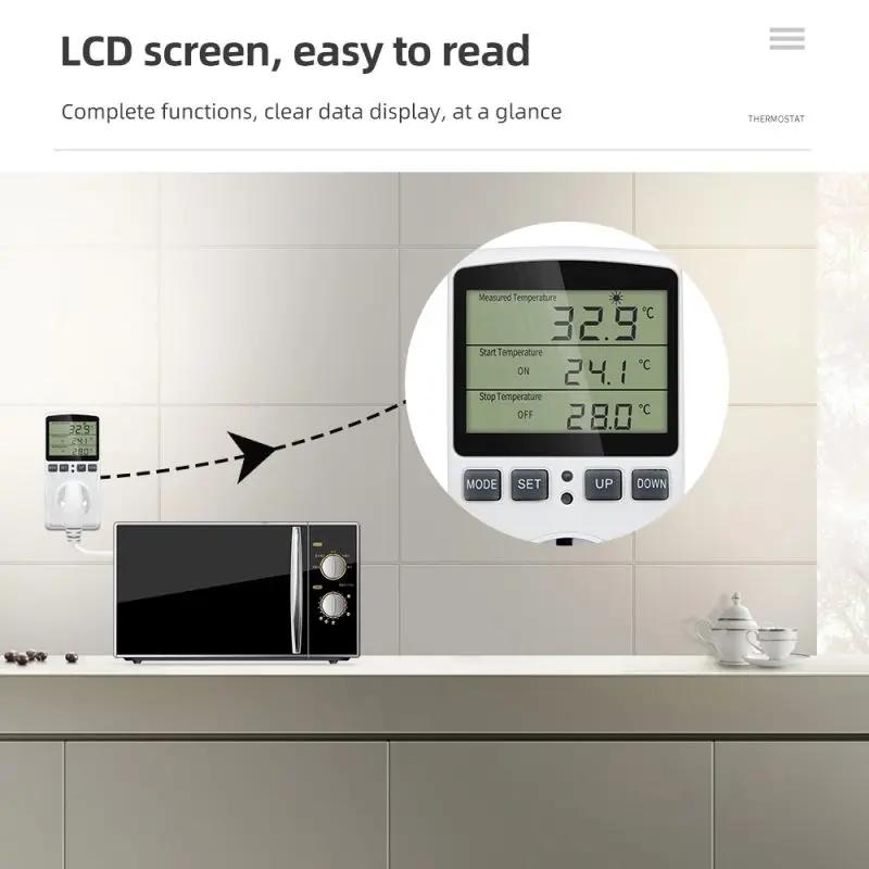 EU Plug Digital Temperature Controller Timer Socket Thermostat With Timer Switch Cooling Heating Temperature Sensor