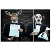 Three Piece Picture Canvas Print Stag Dog Suit