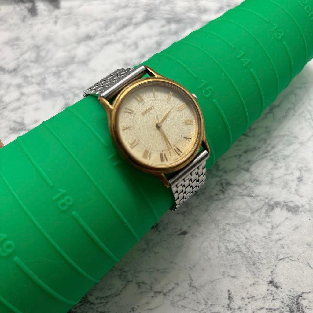 Used SEIKO 5E31-6040 Gold Dial Working Men's Quartz Two-tone