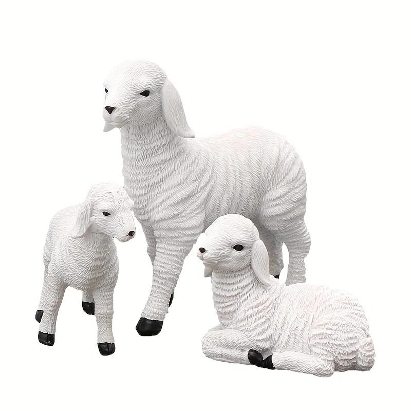 3 Pc Resin Figurine Flower Pot Decor Lamb OrnamentSimulation Decor Mini Animal Models For Farm YardArtificial Lamb Craft Gifts,