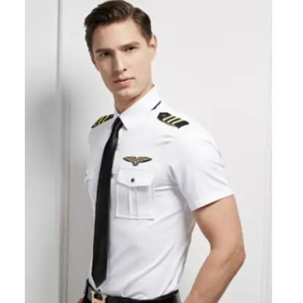 Nieuwe Collectie Vliegtuig Kapitein Uniform Luchtpiloot Kracht Vliegpak KTV Halloween Cosplay Verkleed Zomer Man Vrouw Shirt Jurk