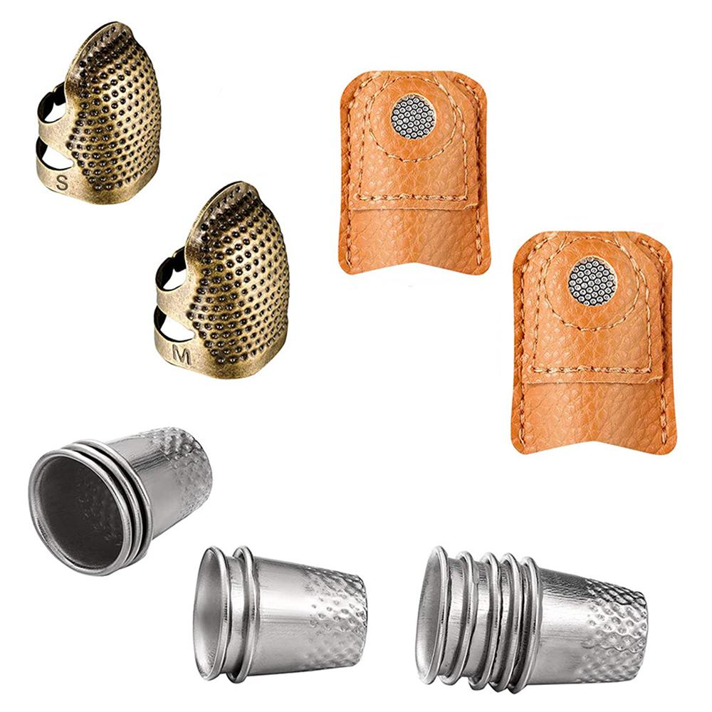 14Pcs Sewing Thimble Set Metal Copper Finger Protector Thimble Leather Coin Quilting Thimble Pad for Hand Embroidery Sewing Tool