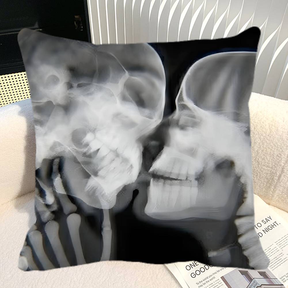 Simple Skull Love Married In Love Pillow Case Square Pillow Bedroom Sofa Leisure Comfort Cushion Car Home Decoration