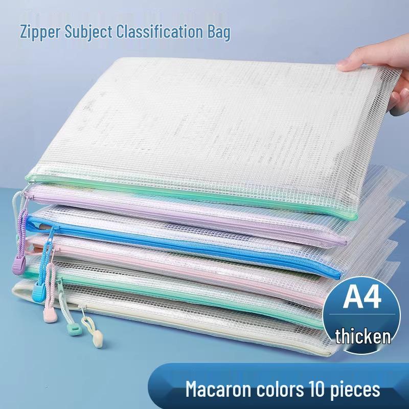 Transparent A4 Mesh Zipper File Bag – Waterproof Plastic Storage for Office & Student Use