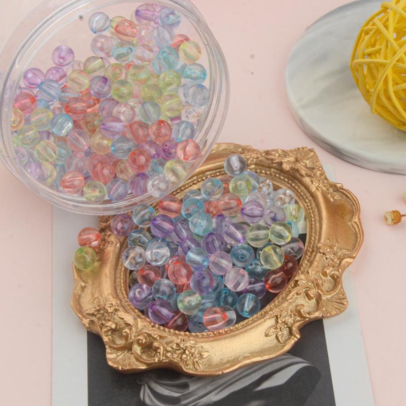 Perforated Transparent Round Acrylic Beads: Solid Color Crystal Resin Beads for DIY Beading Projects