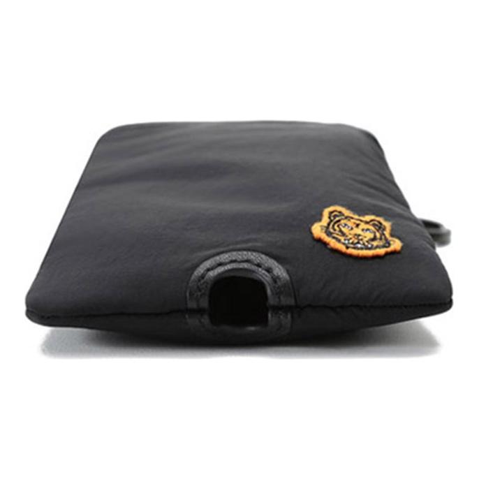 Kenzo Tiger Year Gold Tiger Head Logo Embroidered Zipper Neck Fabric Strap Headphone Bag Shoulder Bag Phone Bag Men Bags Black FB55PM408F24-99