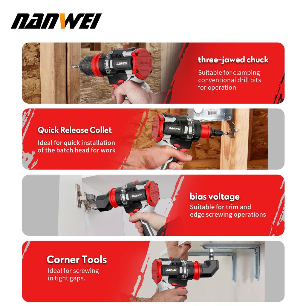 NANWEI Multi-head - Electric Screwdriver with Brushless Motor