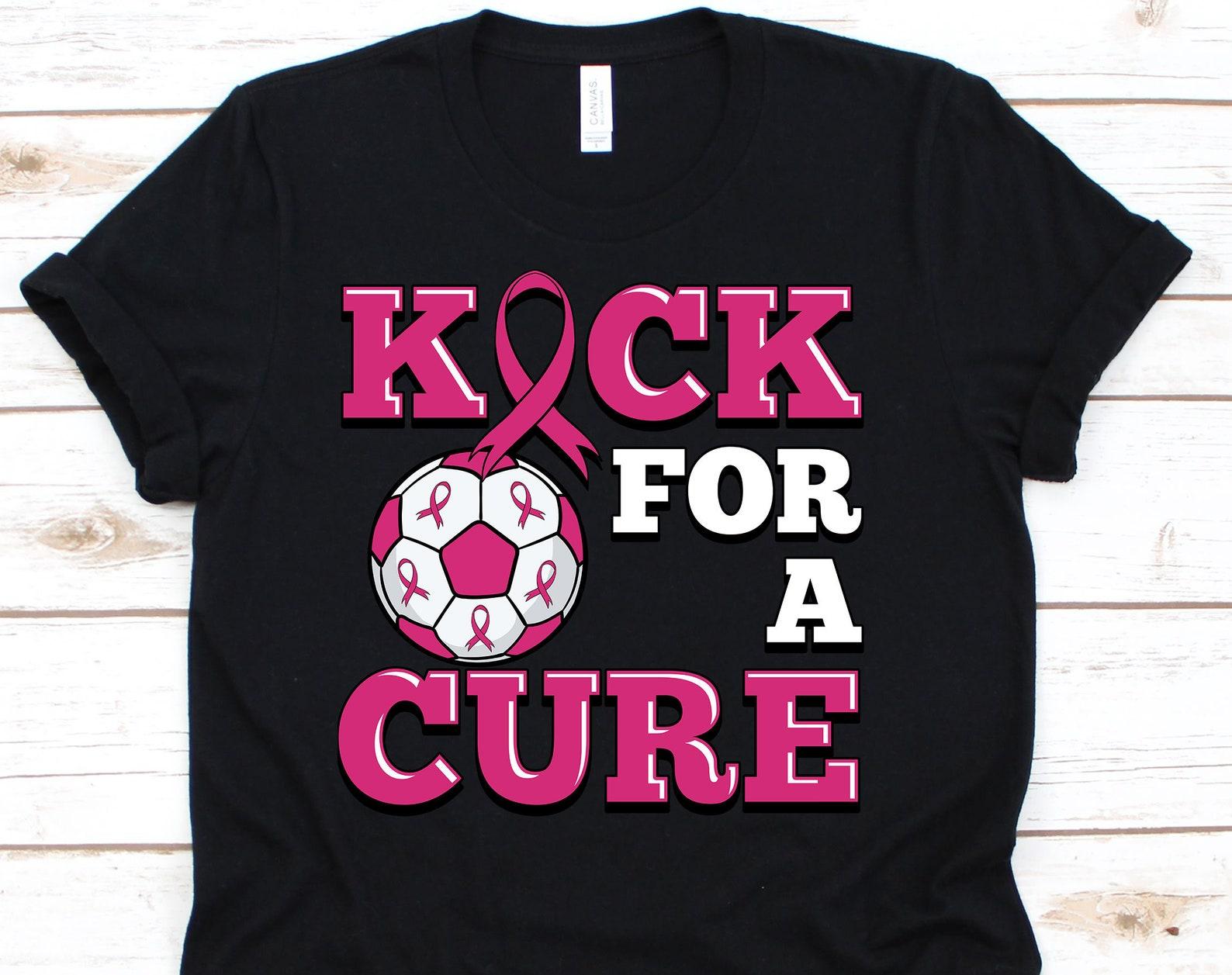 Kick For A Cure Shirt, Breast Cancer Awareness For Breast Cancer Warrior Fighter, Pink Ribbon Tshirt For Breast Cancer Soccer Player 2XL
