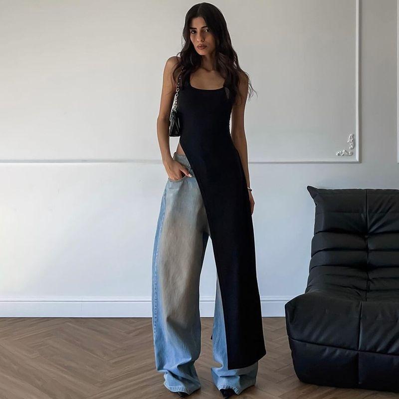 

Asymmetrical Summer Silm Long T-shirt Camisole Black S