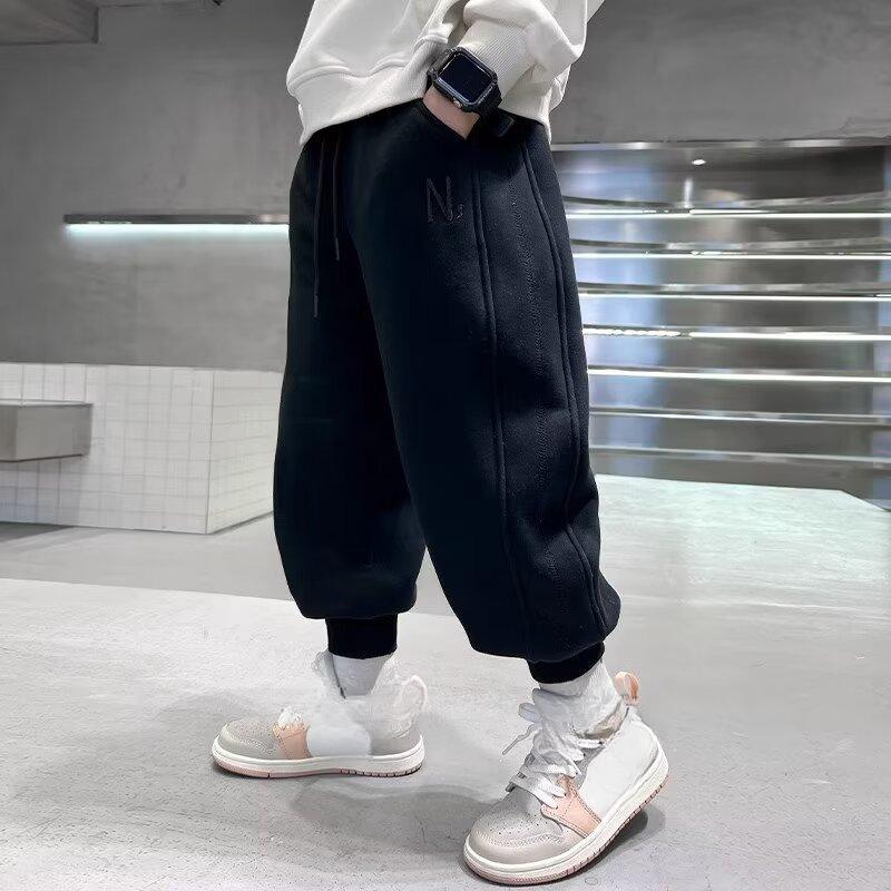 

Брюки для мальчиков и девочек из бархата, спортивные брюки из овечьего бархата, детские зимние хлопковые брюки 120 чёрный