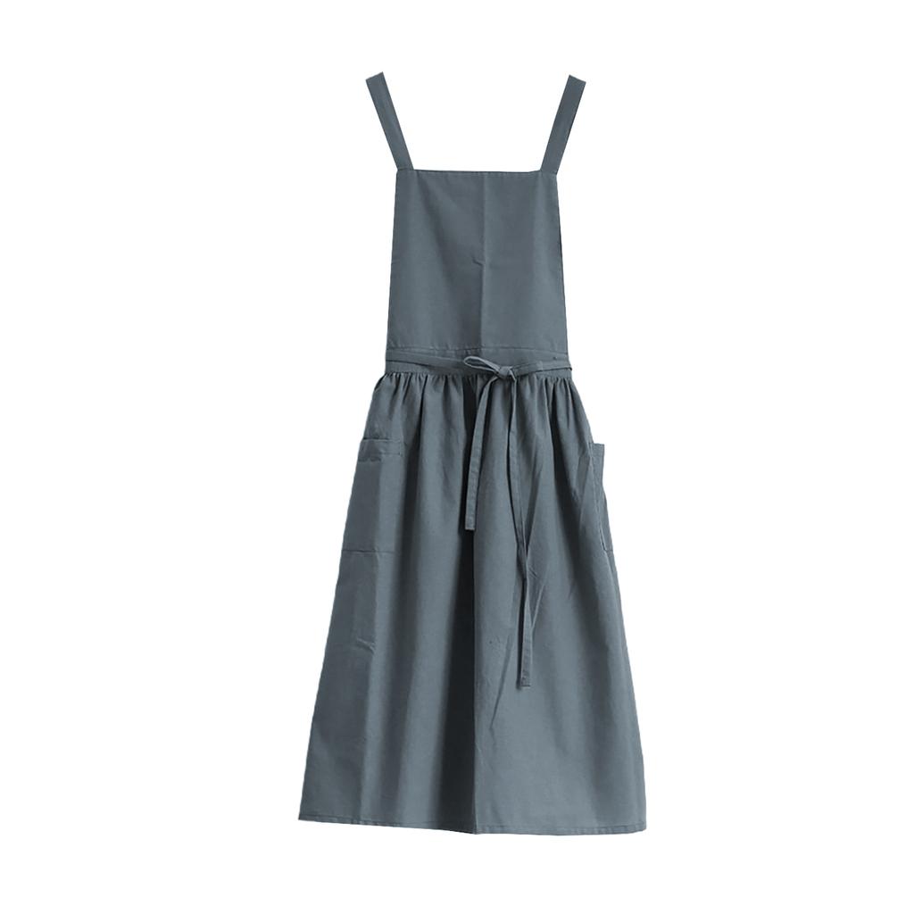 Cotton Linen Apron With Front Pocket Comfortable Breathable Fabric For Cooking And Baking Coffee Restaurant Waterproof