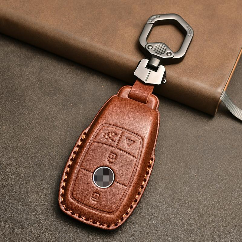 Genuine Leather Car Key Case Cover for Mercedes-Benz W203 W210 W211 Amg W204 C E S Cls Clk Cla Slk Classe Smart Car Keychain