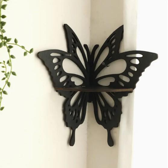 3D Faux Wood Butterfly Wall Rack: Decorative Home Storage Solution