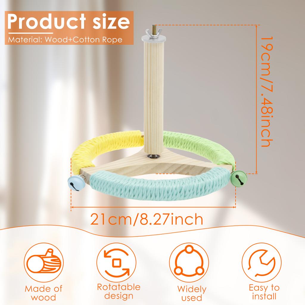 Parrot Perch Wood Stand Rotary Tabletop Training Bird Toy Versatile Interactive Bird Cage Accessories Home Bird Raising Supplies