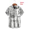 Vintage Button Up Shirt Man 3d Map Printed Short Sleeve Hawaiian Shirt Lapel Men's Clothing Casual Fashion Tops Oversized Tshirt