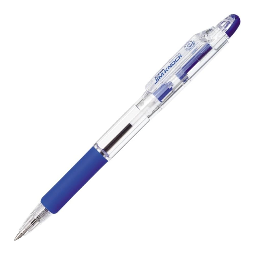 Zebra Jim Knock Oil-Based Ballpoint Pen, 0.7, Blue, 10 Pens, B-KRB-100-BL