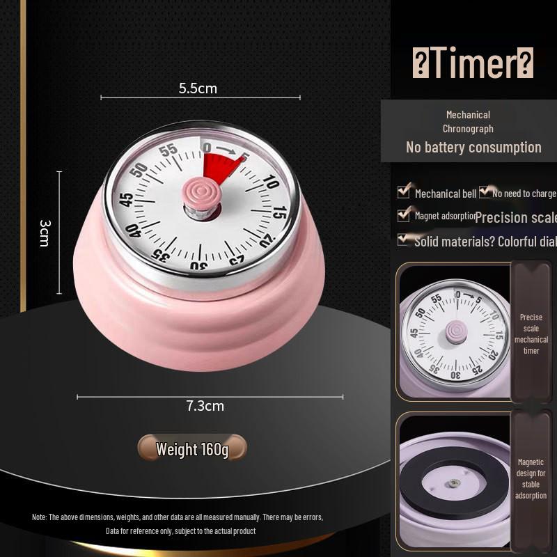 Magnetic Kitchen Timer with Alarm - Mechanical Cooking & Study Reminder