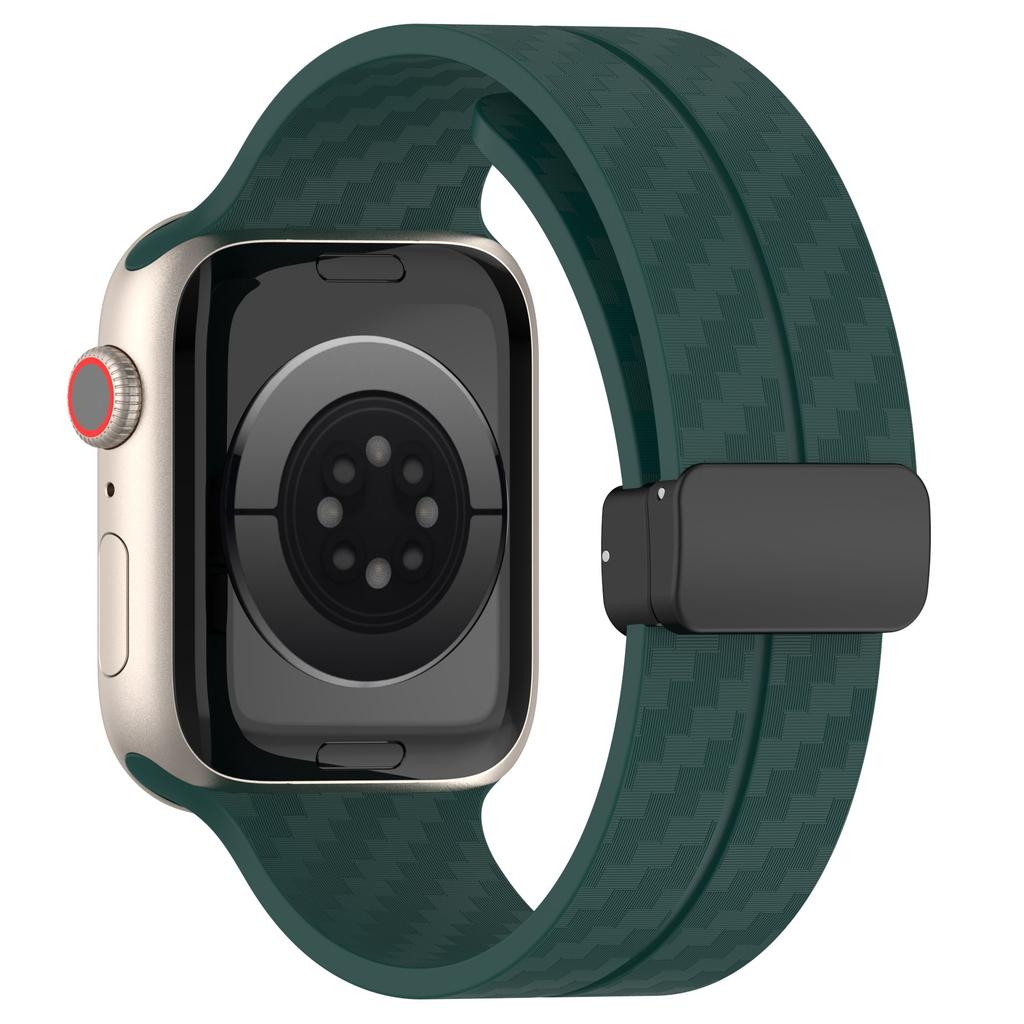 KALEBOL Magnetisches Silikonarmband für Apple Watch Serie 10 9 8 7 SE 6 5 4 3 2 1 42mm 41mm 40mm 38mm Carbonfaser-Textur Uhrenarmband