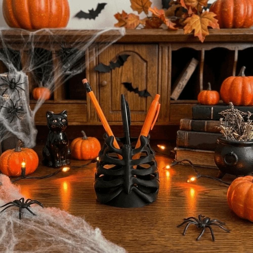 Plastic Rib Cage Pen Holder Gothic Style Makeup Brush Storage Cup Unique Bone Pen Holder Office