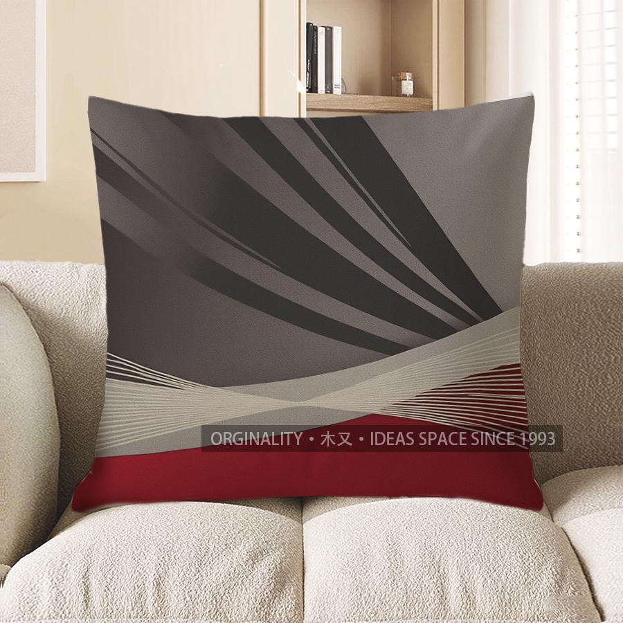 Home Decor Abstract Red & Black Geometric Pattern Pillow Pattern Cushion Cover Suitable For Sofa Bedroom Car Pillow Cover