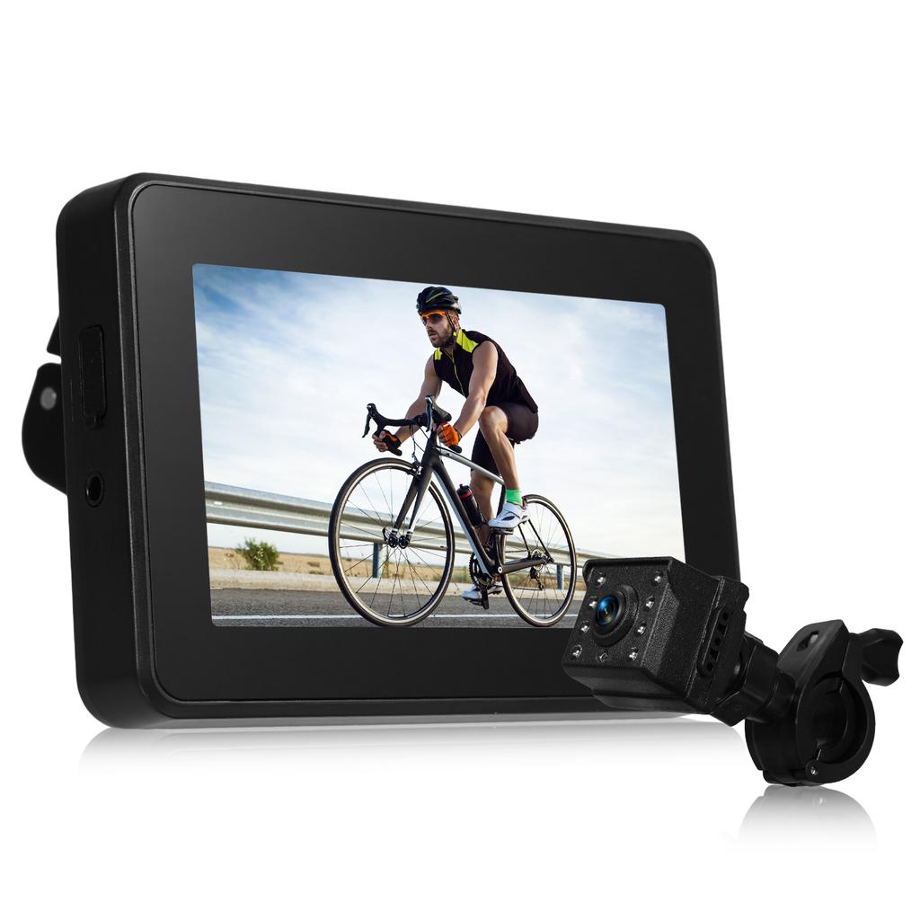 Lenker Fahrradspiegel, 1080P Fahrrad Rückfahrkamera mit 4,3" Monitor 8 LED Nachtsicht 110 Grad Weitwinkelansicht