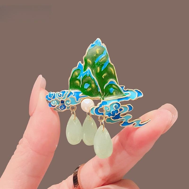 

Элегантная брошь в виде цветка пиона - Ретро национальный стиль, Продвинутый аксессуар-булавка для ципао и ханьфу