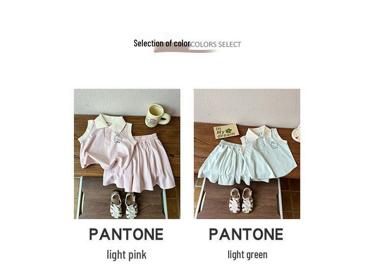 Girls' Cute Sleeveless Polo Shirt & Shorts Set 2026 - Casual Two-Piece for Kids