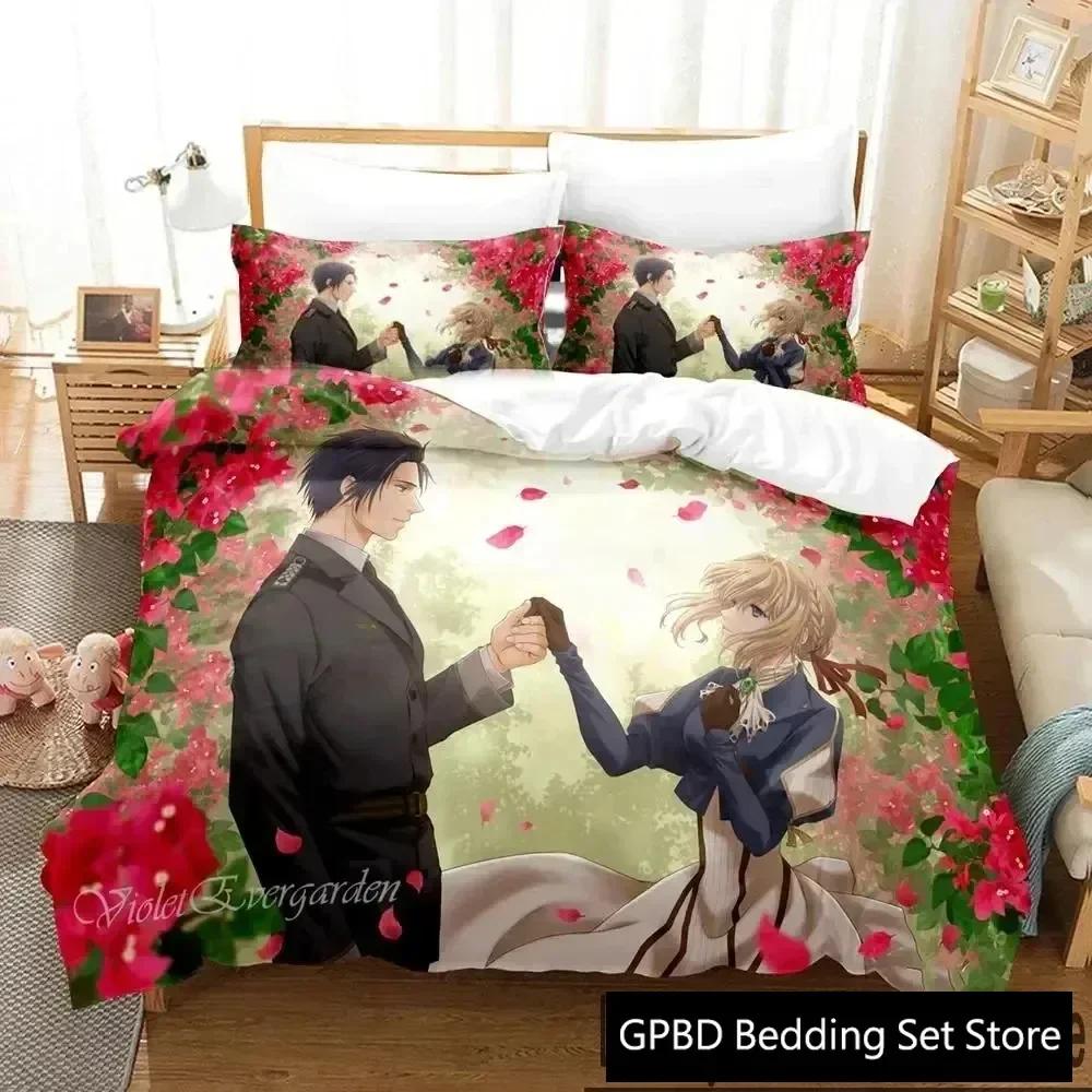 Luxury New 3D Print Anime Violet Evergarden Bedding Set Duvet Cover Bed Set Quilt Cover Pillowcase Queen Boys Adult Bedding Set