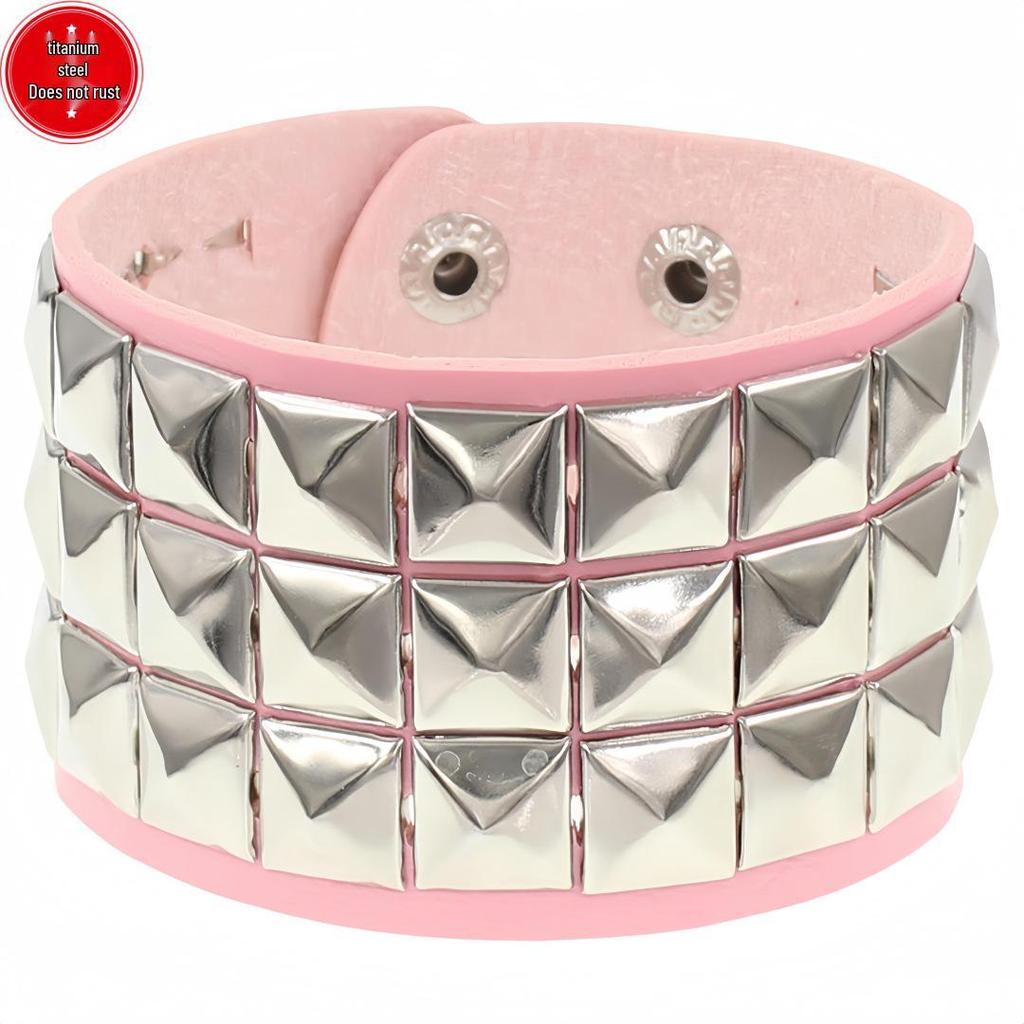 European & American Punk Street Style Rivet Leather Couple Bracelet for Nightclubs