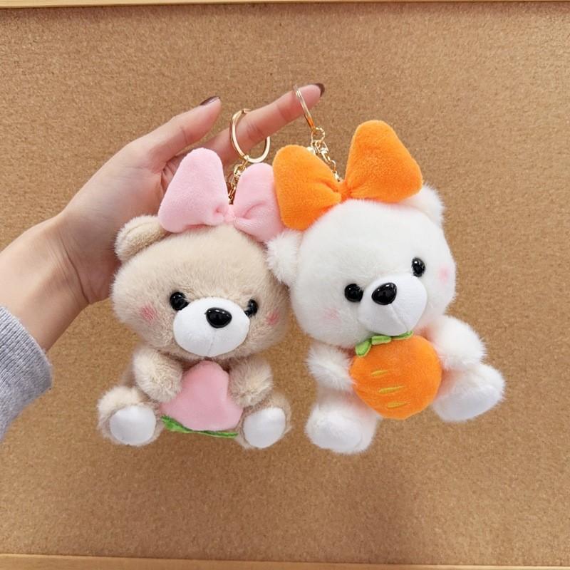 Cartoon Style Bear Plush Keyring With Short Fleece Material For Backpack Accessories