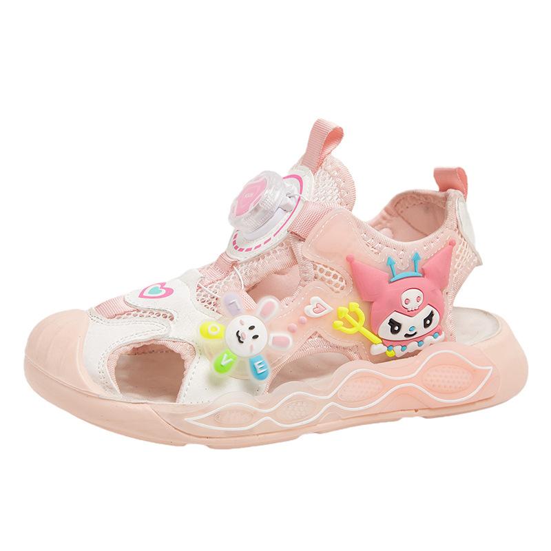 

[Summer Closed Toe Sandals for Girls Comfortable Korean Beach Shoes Student Casual Fashion Soft Sole Kids Footwear] size 26 розовый