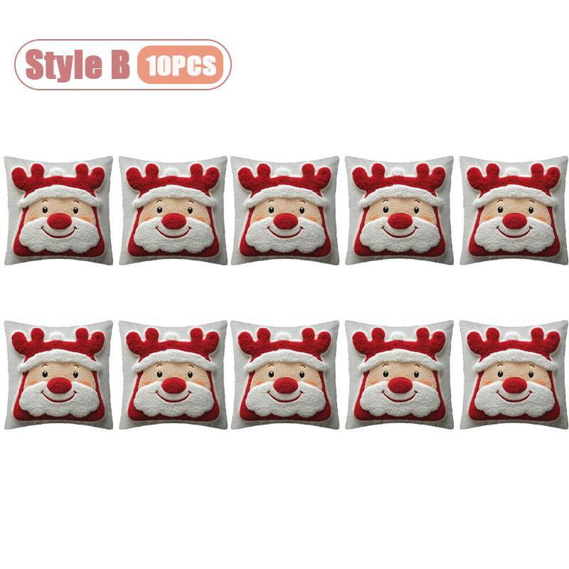 1-10PCS Christmas Pillow Cover Snowman and Reindeer Digital Print Sofa Cushion for Home Office and Living Room Holiday Decor