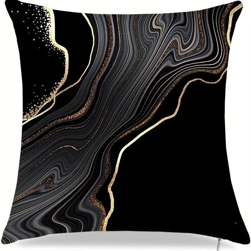 Black Geometric Gold Spots Pillow Cover Ultra Soft Polyester Material Living Room Sofa Back Car Pillow Cover Home Decoration