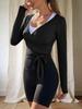 Dames Wrap Tie Croptop Lange Mouw Lichtgewicht Ballet Pilates Shirt