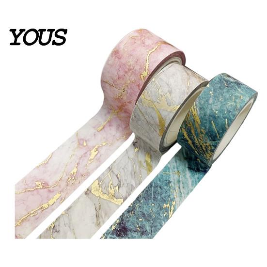 Decorative Masking Tape 3 Rolls Golden Foil Washi Tape, Retro Plaid Leaf Pattern Set Adhesive for DIY Crafts, Journal, Planner, Scrapbooking Supplies