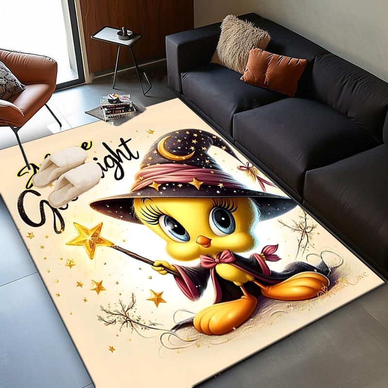 Custom Name Good Night Yellow Bird Rug Game Carpet, Floor Mat for Bedroom Living Room Entryway Rug, Home Decor Idea Gift for Christmas birthday
