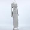 LYRIA Elegant Fashion Sexy Maxi Dresses Streetwear Off Shoulder Casual  Long Sleeve Slim Bodycon Party Vestidos Robes Female