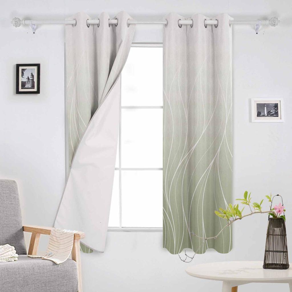 Sage Green Gradient Line Texture Blackout Curtains For Living Room Bedroom Window Treatment Blinds Drapes