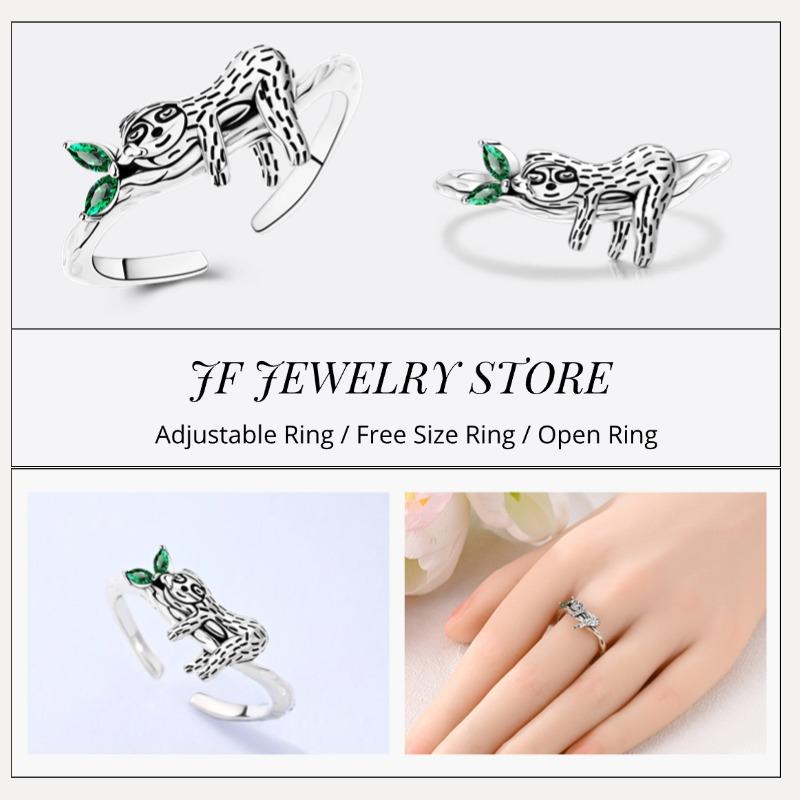 Free Size Ring For Women S925 Silver Original Blue Eyes Dragon Bee Shell Cherry Adjustable Rings Clover Chain Open Ring Jewelry